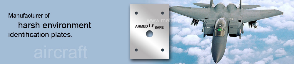 Metalphoto GG-P-455 anodized aluminum nameplates with military fighter jet - aircraft